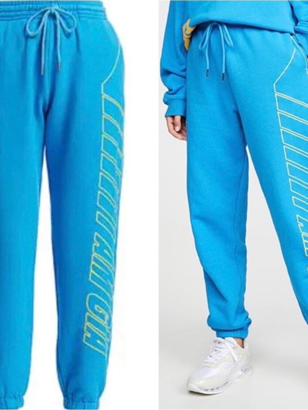 I.AM.GIA Blue Track Joggers with Neon Yellow Side Script